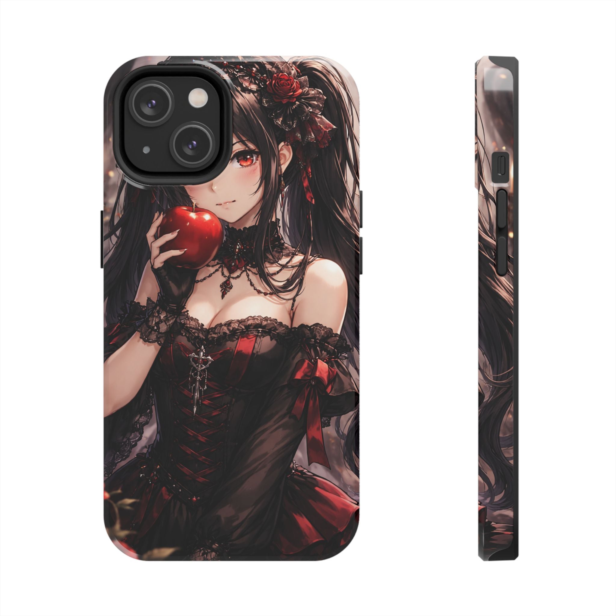 Gothic Anime Girl Holding Apple | Tough Phone Cases