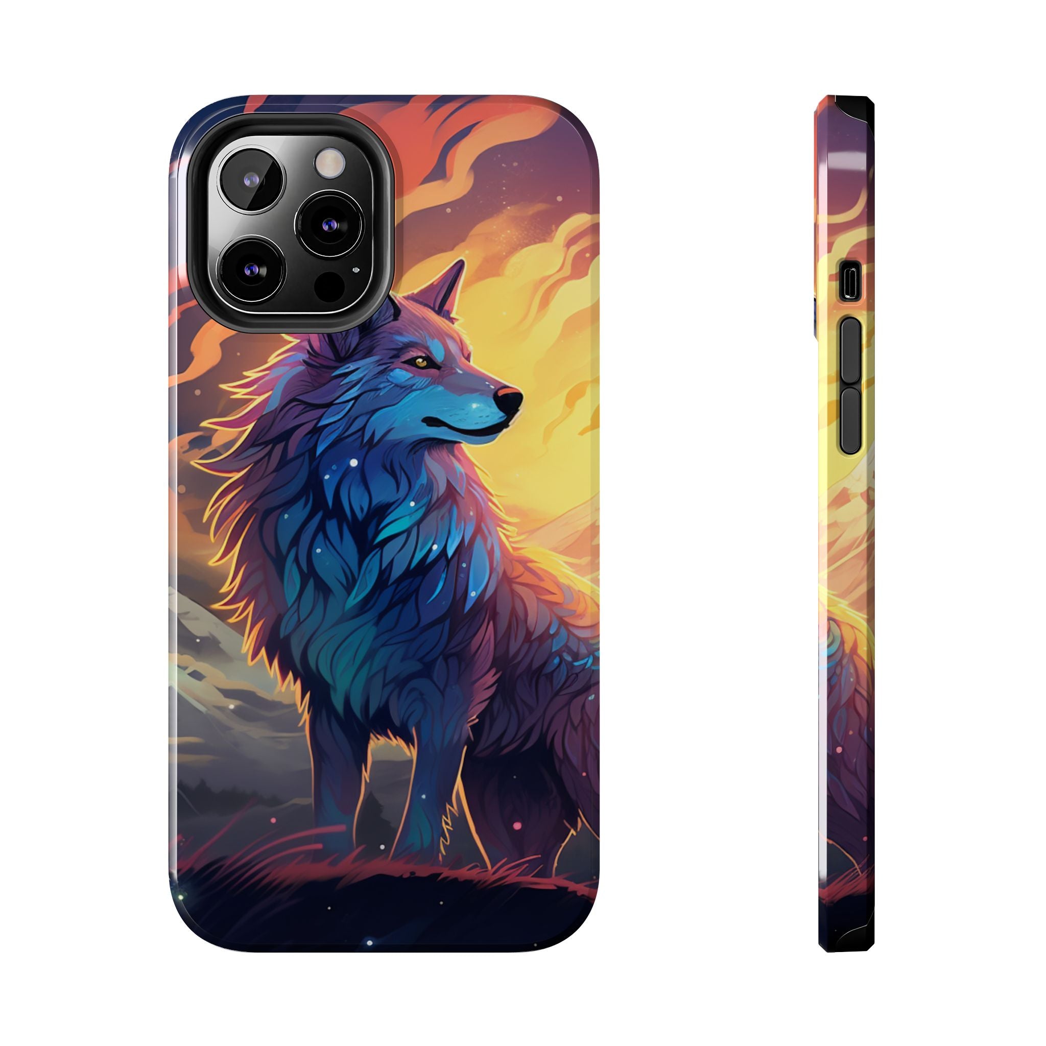 Blue Wolf Illustration Phone Case