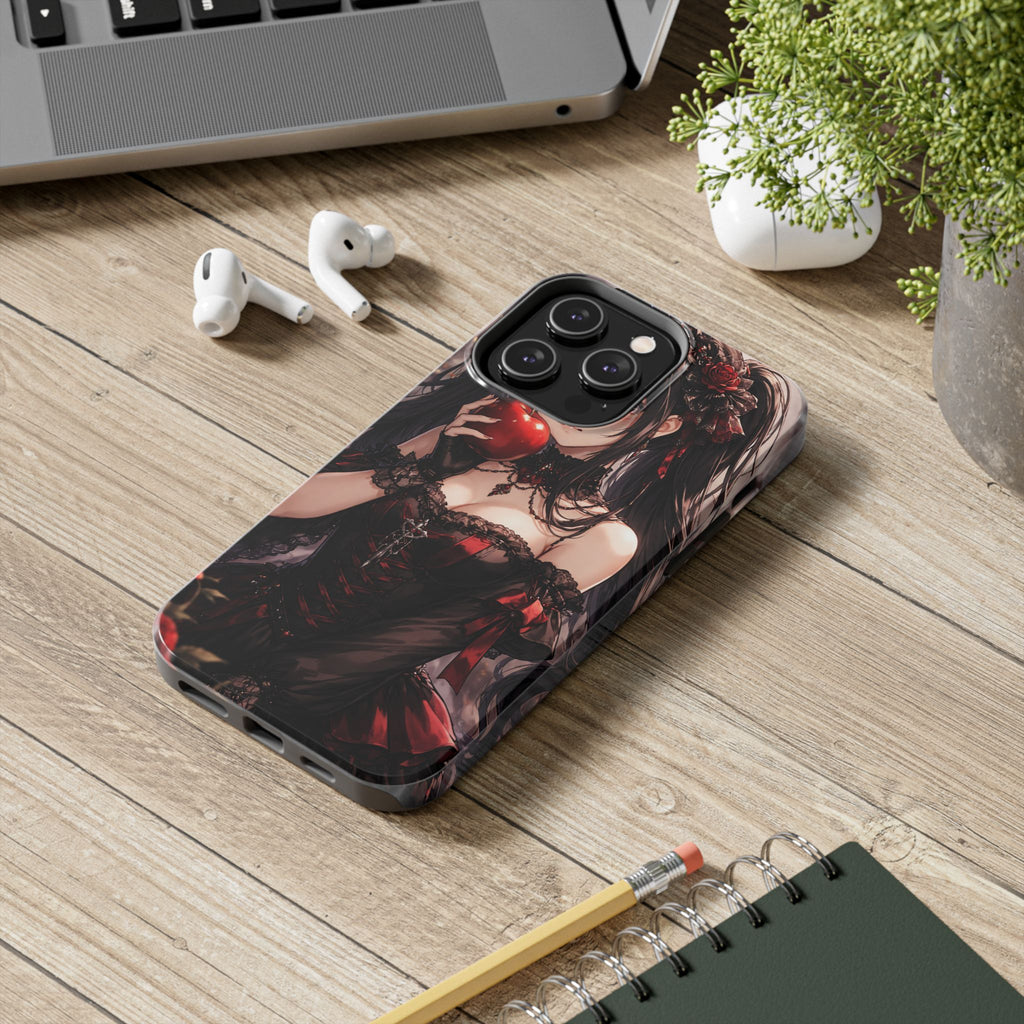 Gothic Anime Girl Holding Apple | Tough Phone Cases