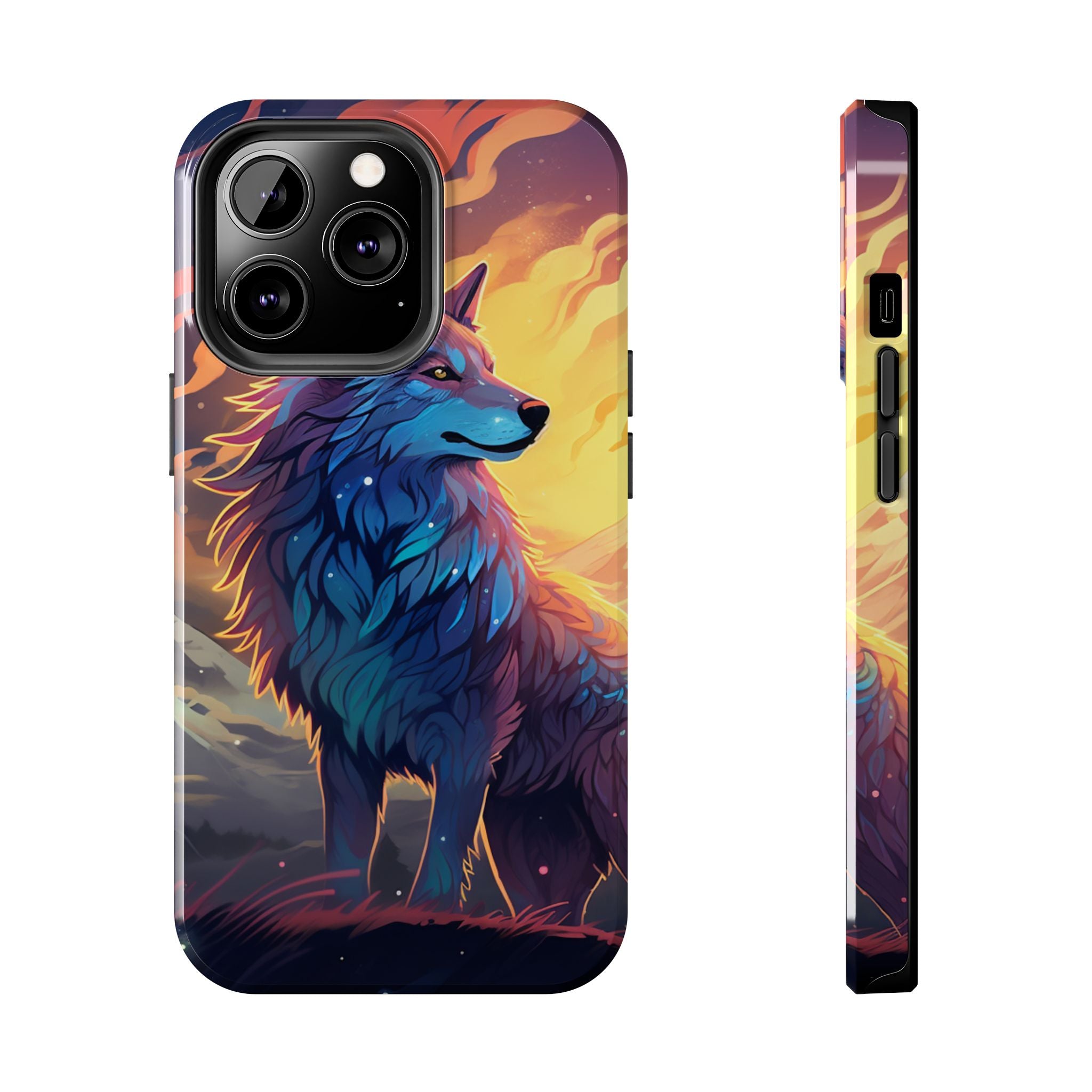 Blue Wolf Illustration Phone Case