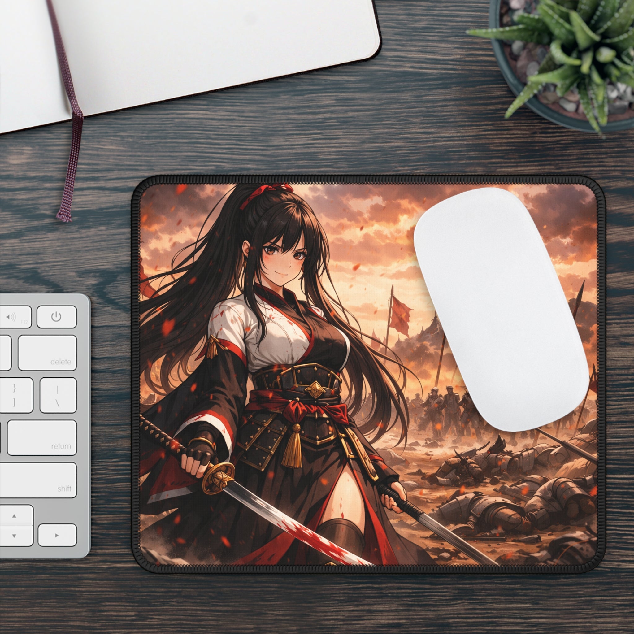 Samurai Warrior Girl Gaming Mouse Pad