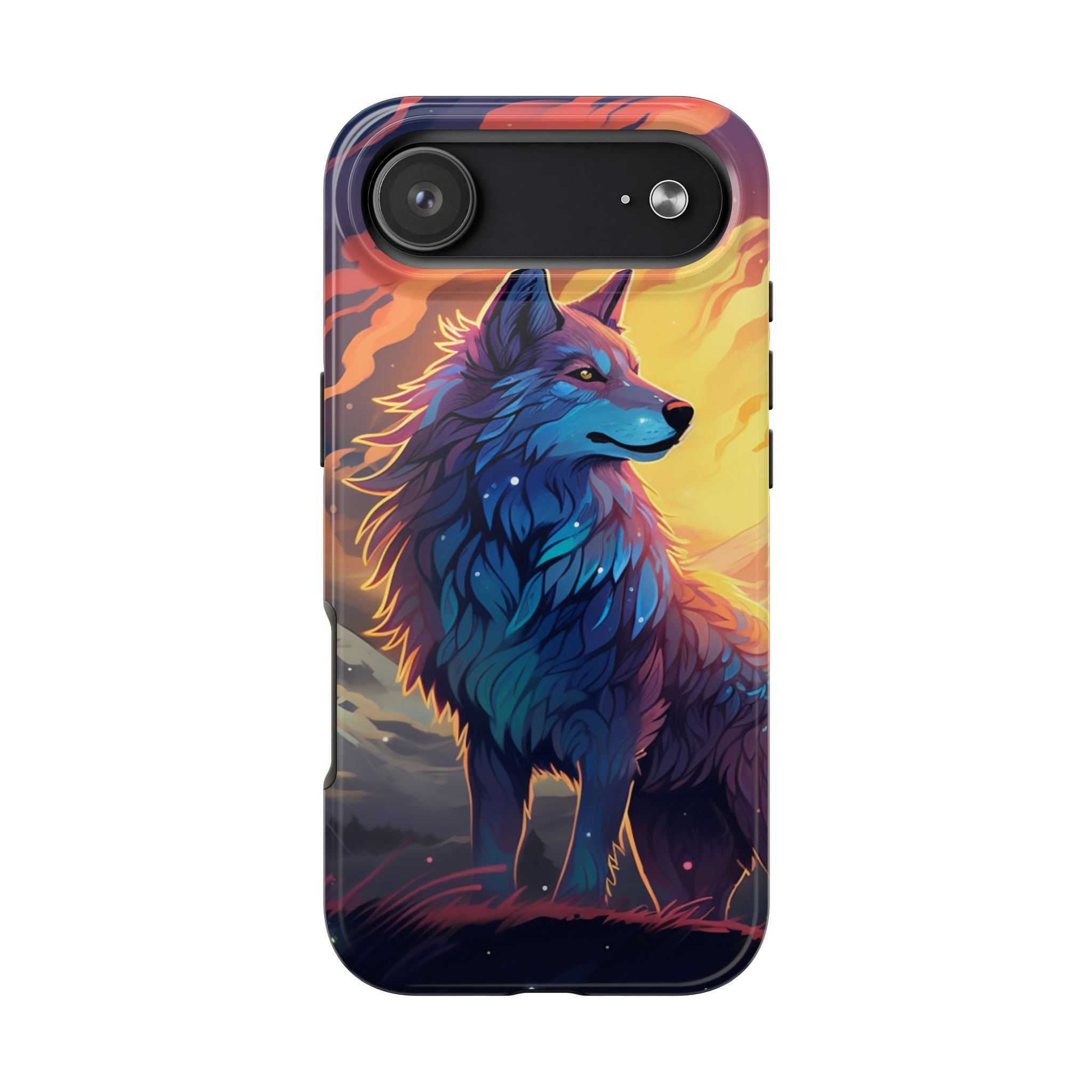 Blue Wolf Illustration Phone Case