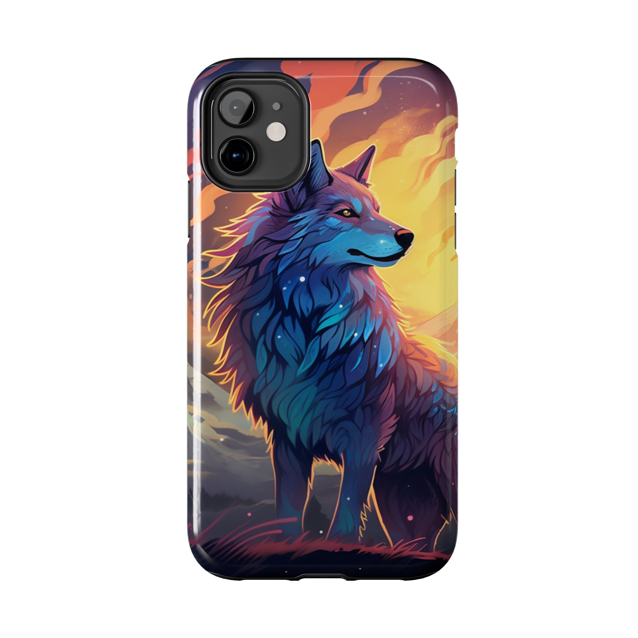 Blue Wolf Illustration Phone Case