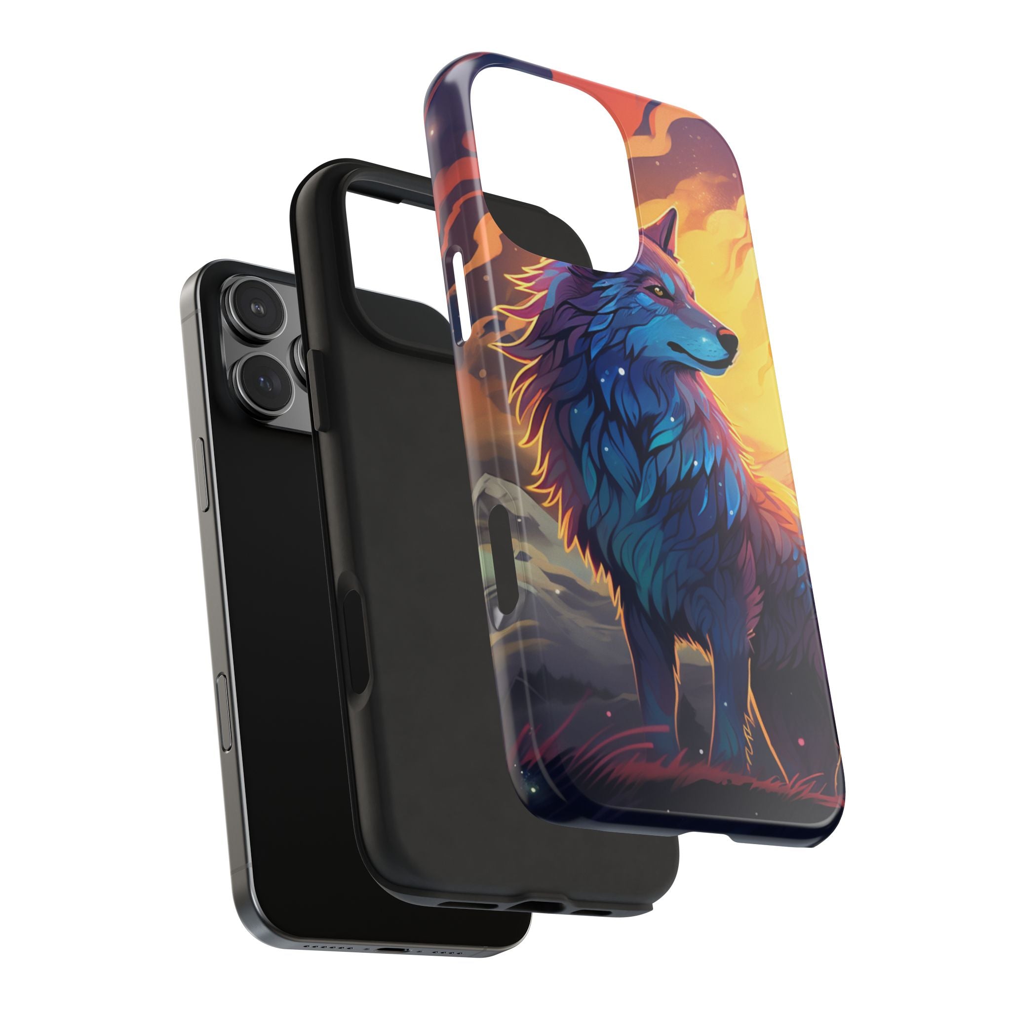 Blue Wolf Illustration Phone Case