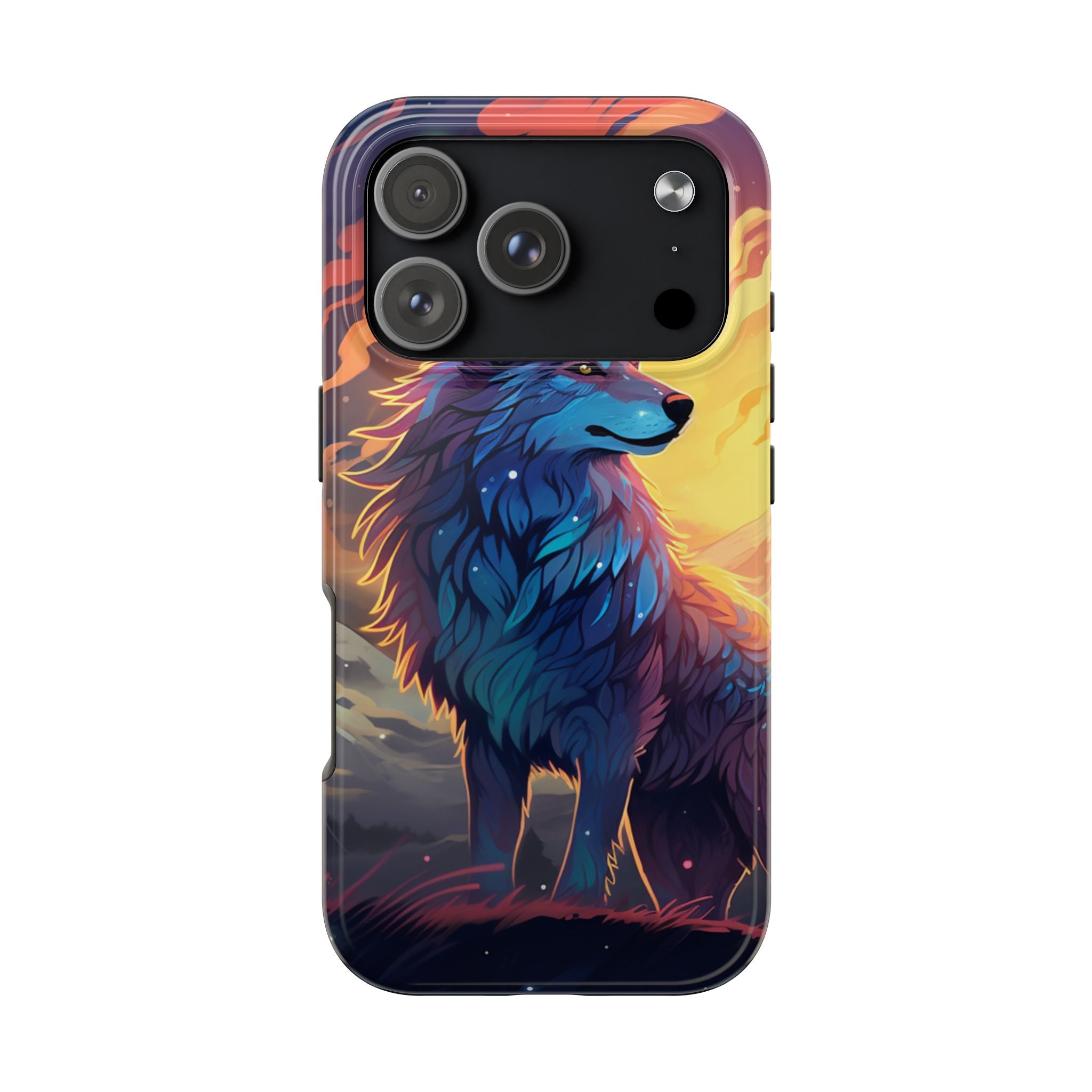 Blue Wolf Illustration Phone Case