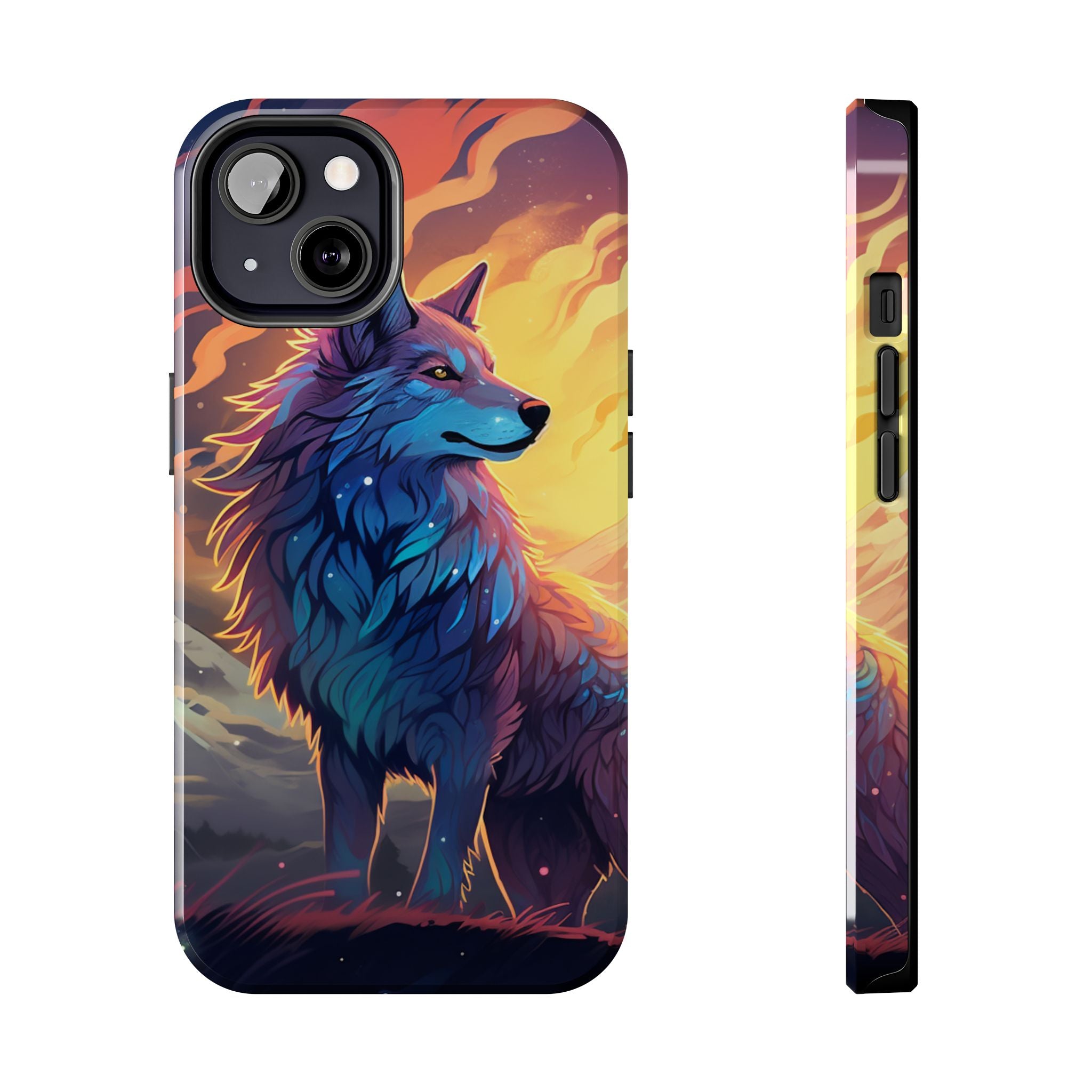 Blue Wolf Illustration Phone Case
