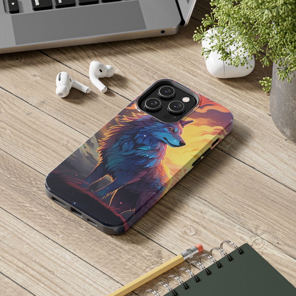 Blue Wolf Illustration Phone Case