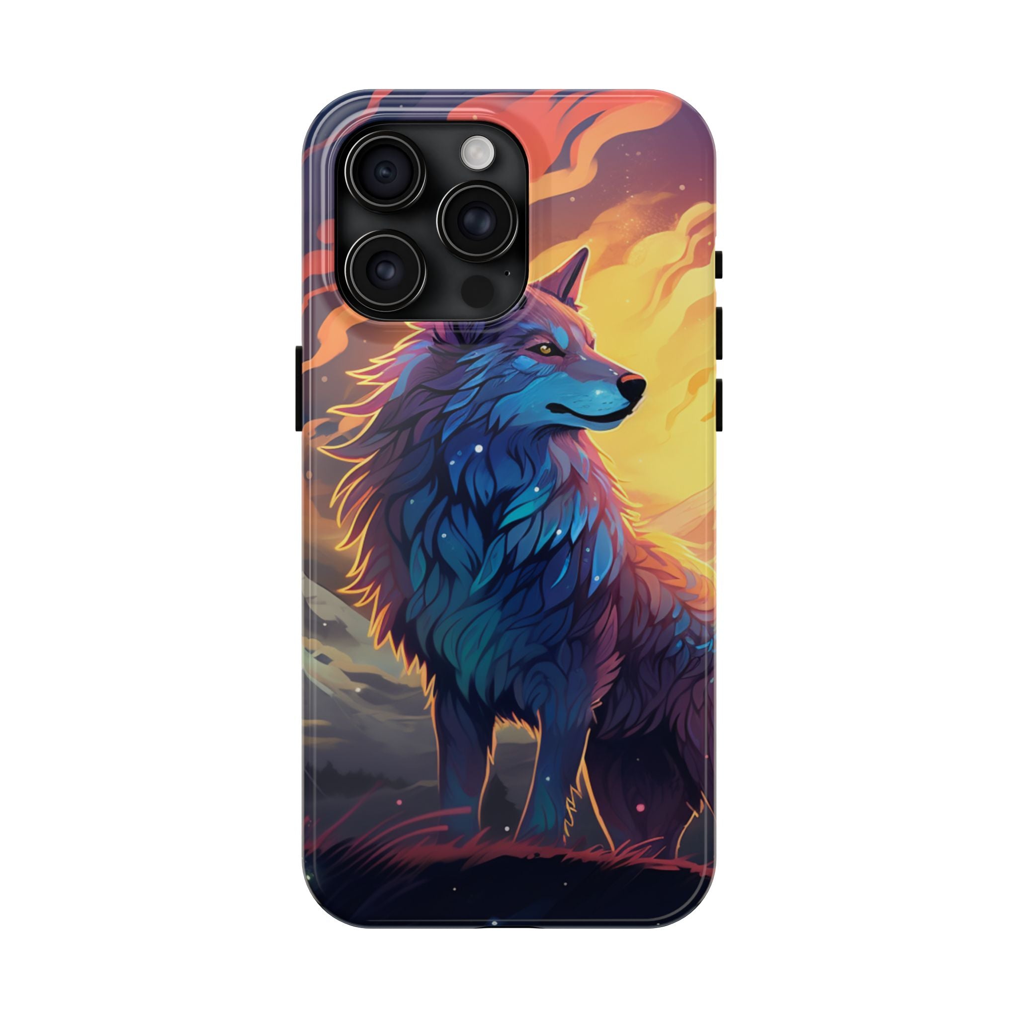 Blue Wolf Illustration Phone Case