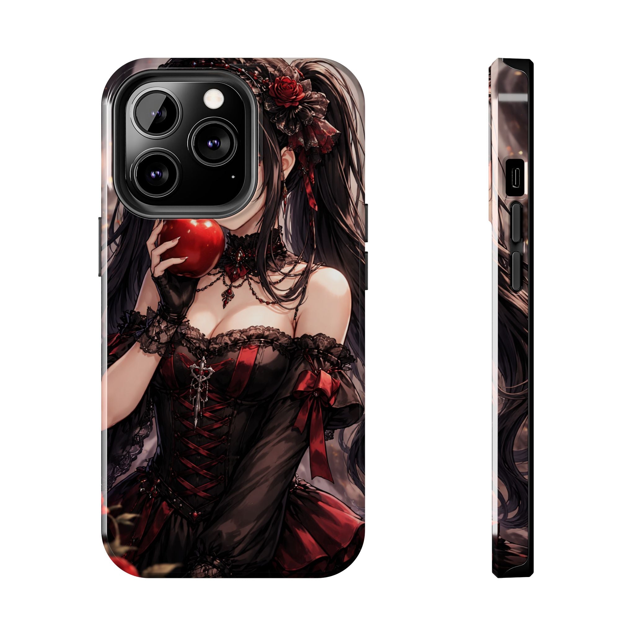 Gothic Anime Girl Holding Apple | Tough Phone Cases