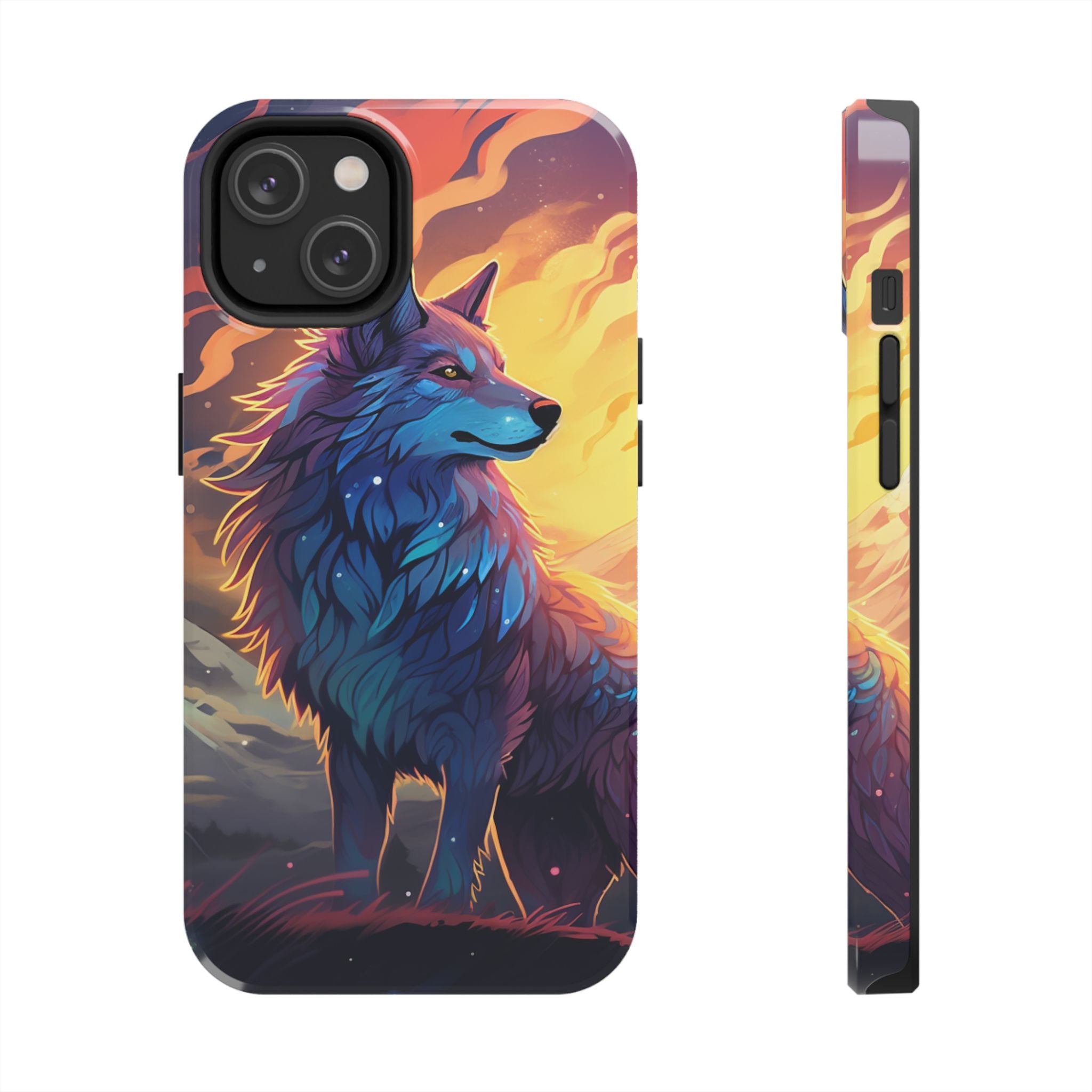Blue Wolf Illustration Phone Case