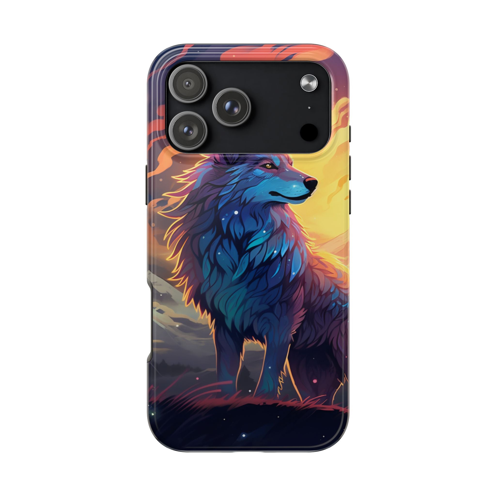 Blue Wolf Illustration Phone Case