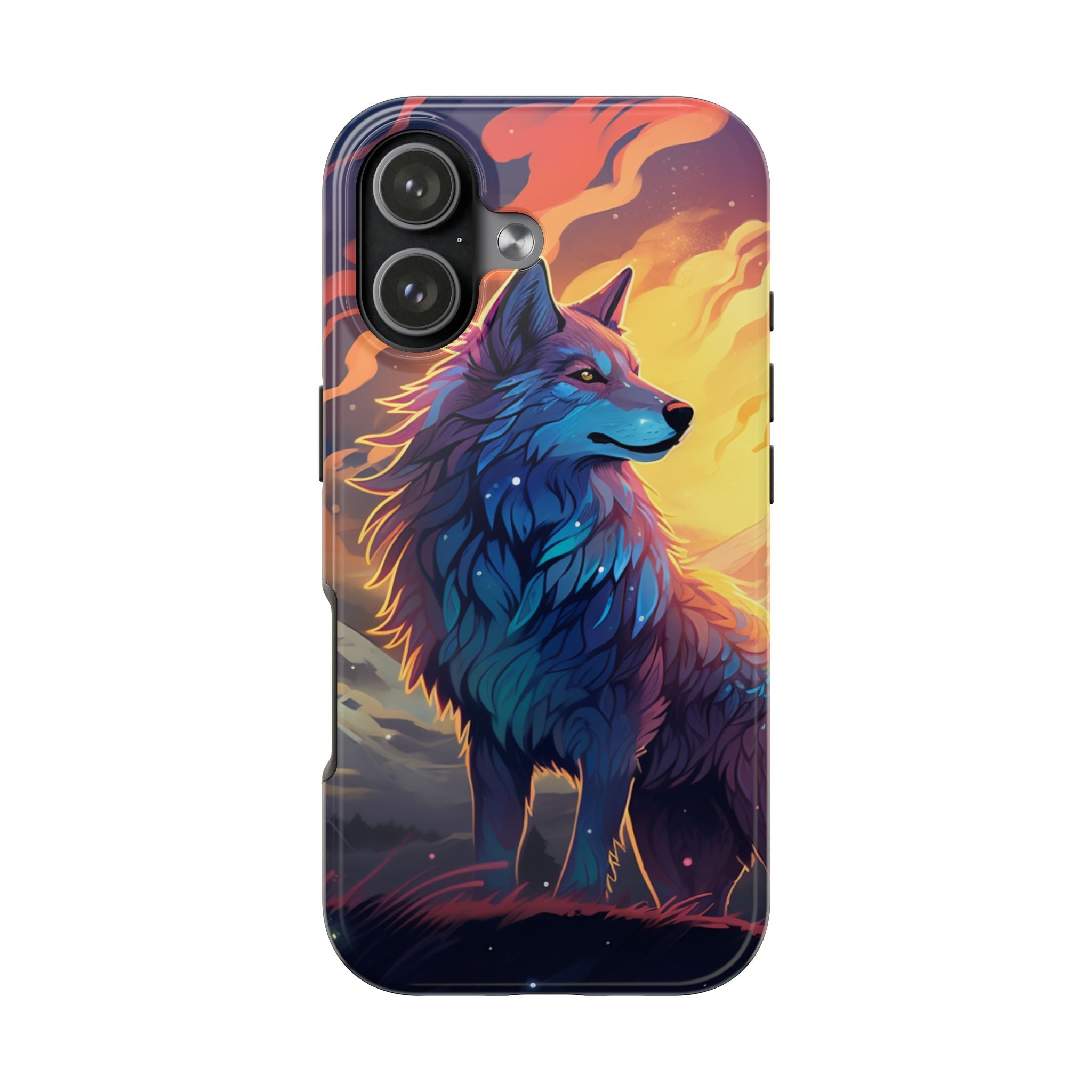 Blue Wolf Illustration Phone Case