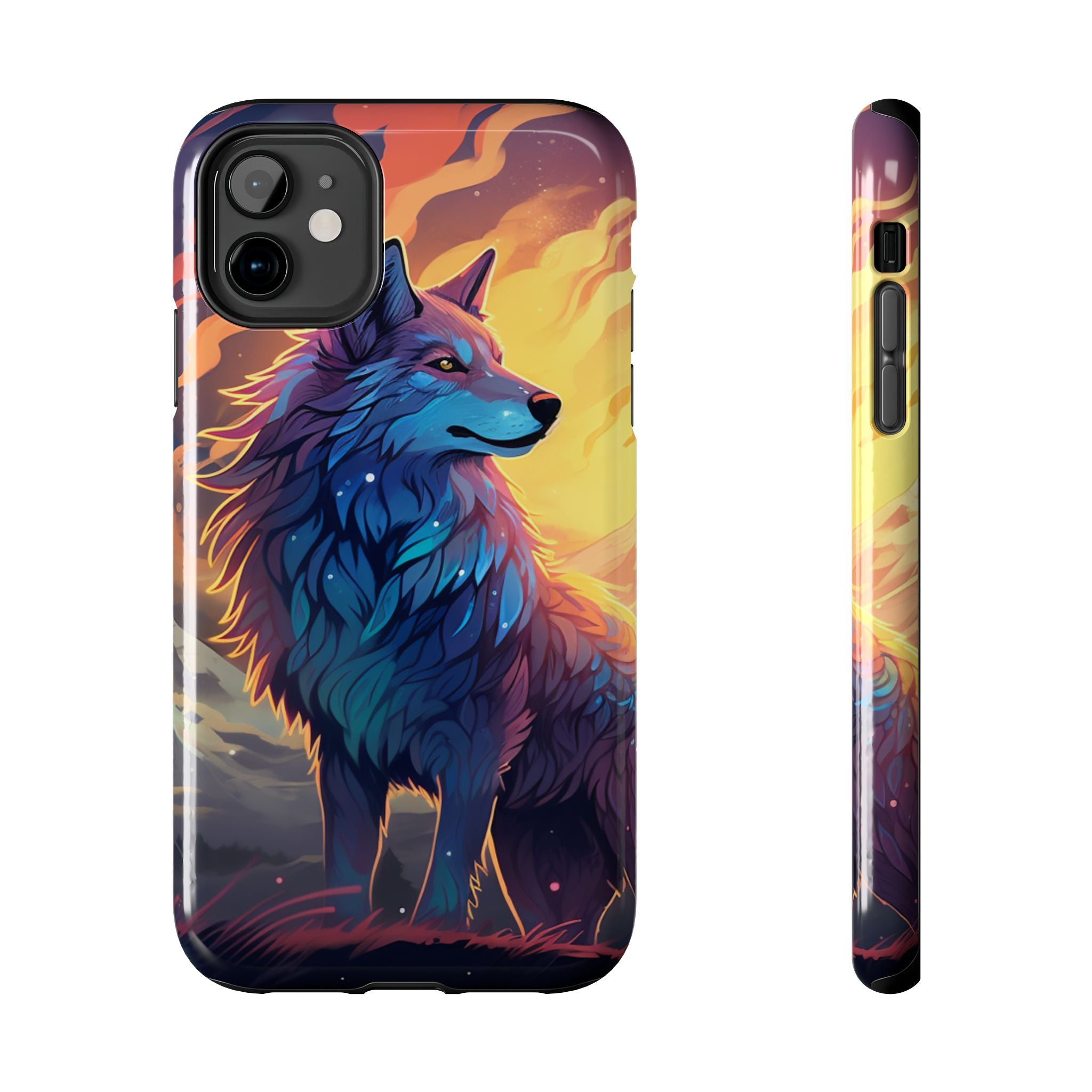 Blue Wolf Illustration Phone Case