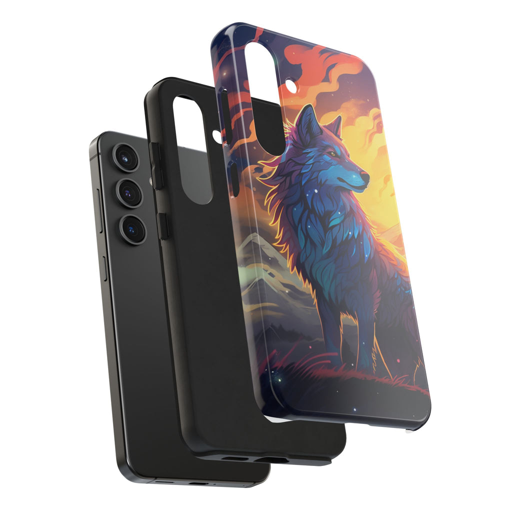 Blue Wolf Illustration Phone Case