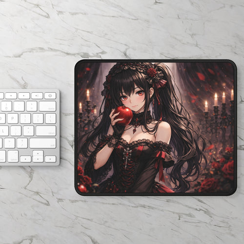 Dark Gothic Girl Holding Apple | Gaming Mouse Pad