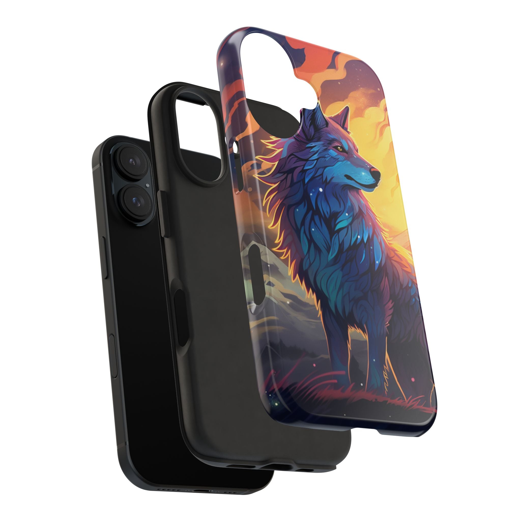 Blue Wolf Illustration Phone Case
