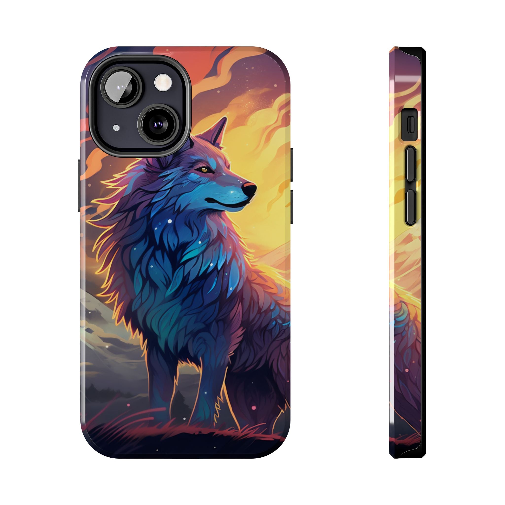 Blue Wolf Illustration Phone Case