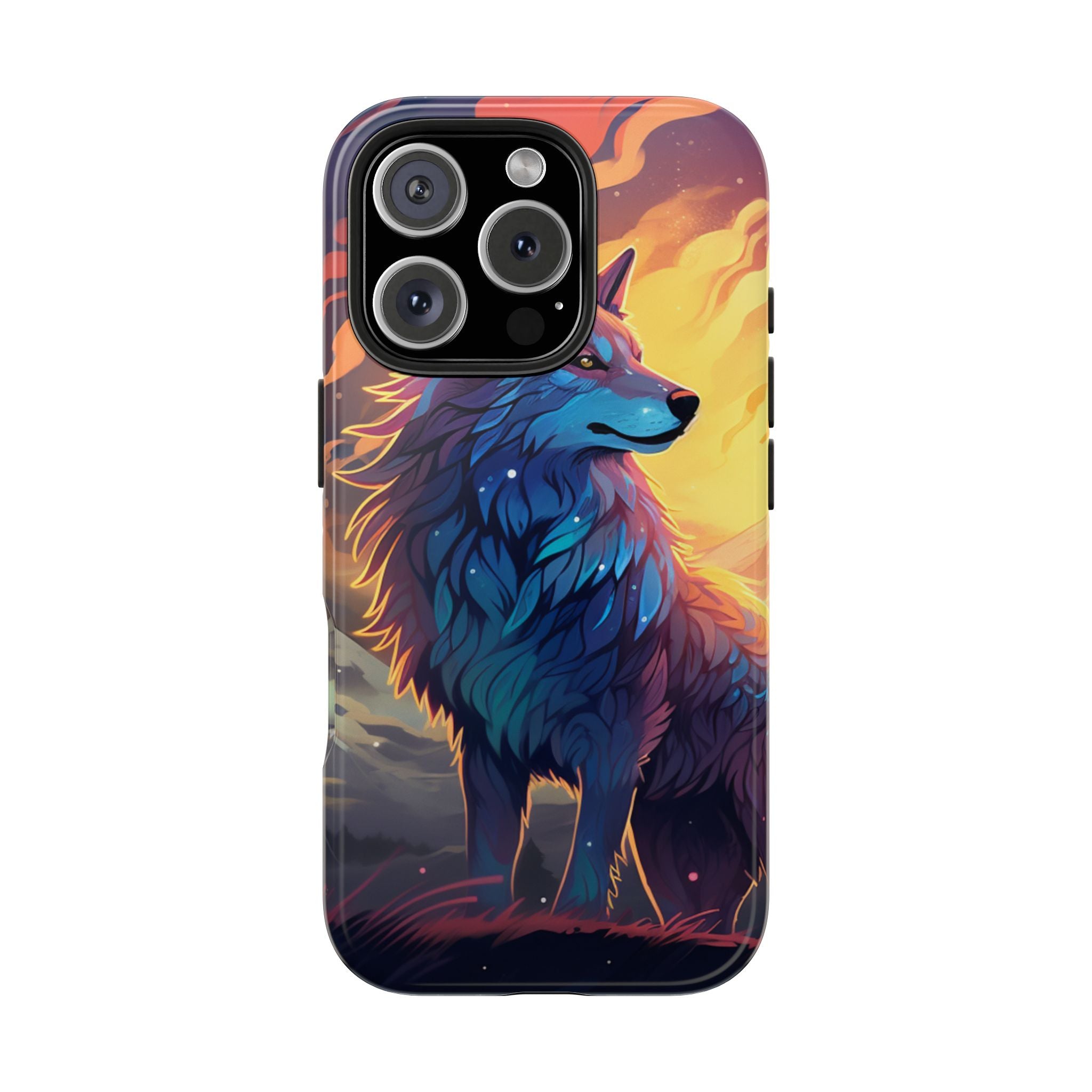 Blue Wolf Illustration Phone Case