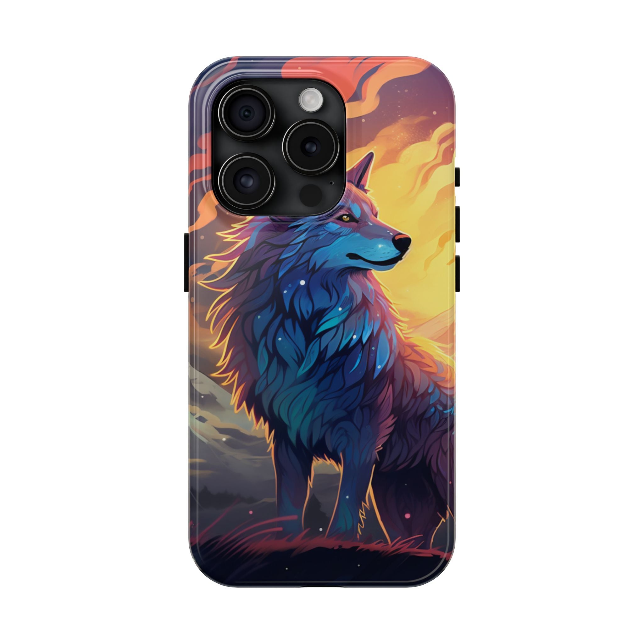Blue Wolf Illustration Phone Case