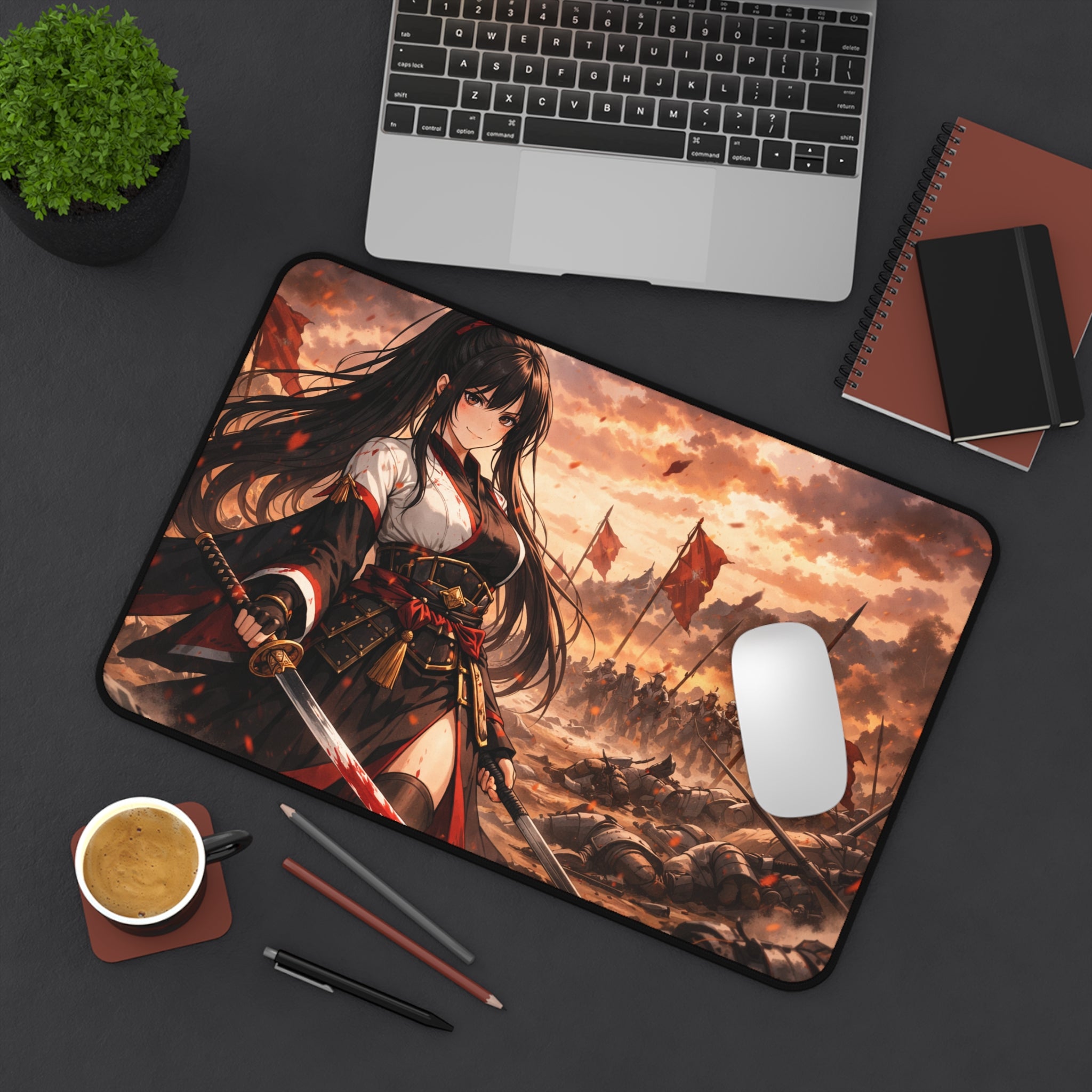 Anime Warrior Girl Desk Mat | Gaming Mousepad