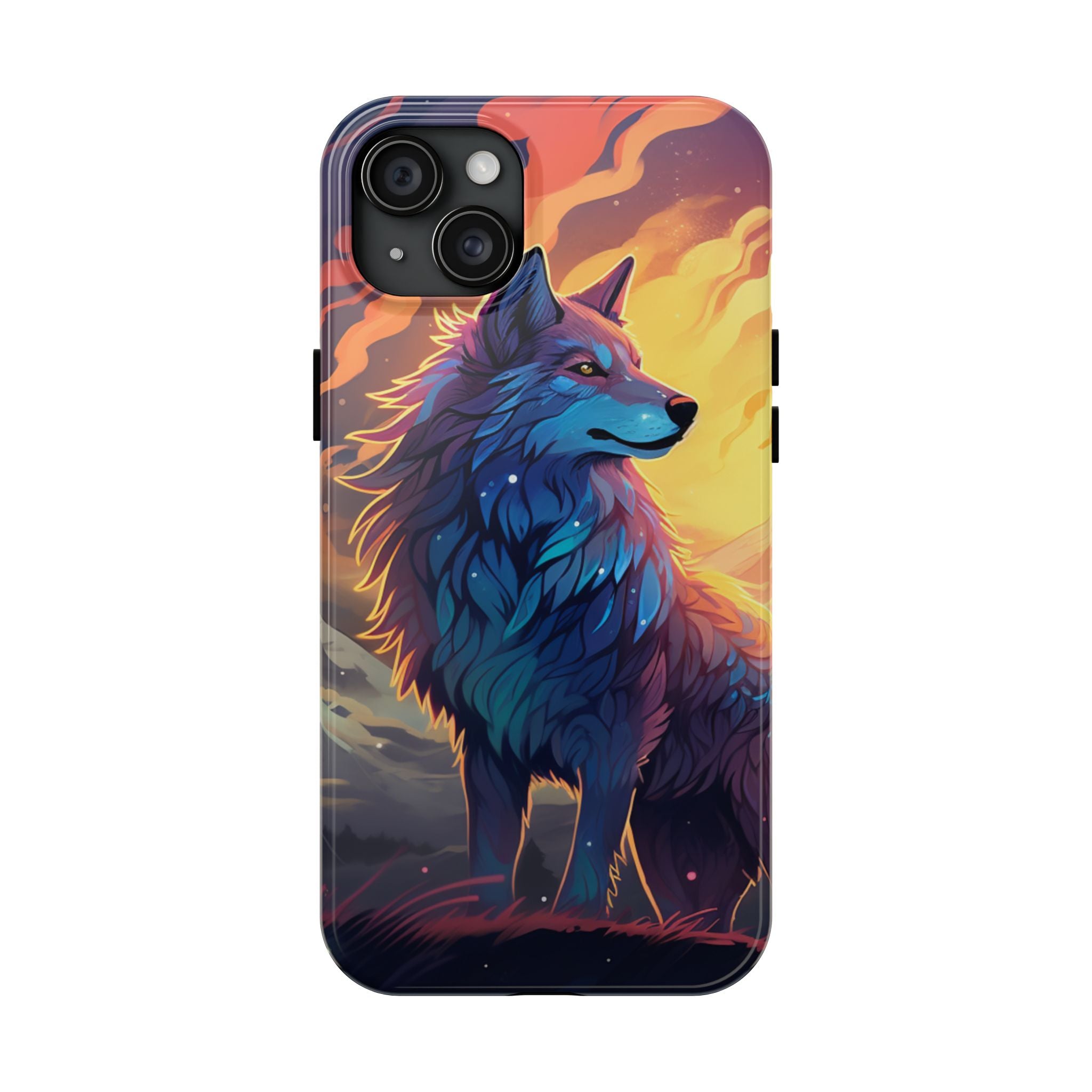 Blue Wolf Illustration Phone Case
