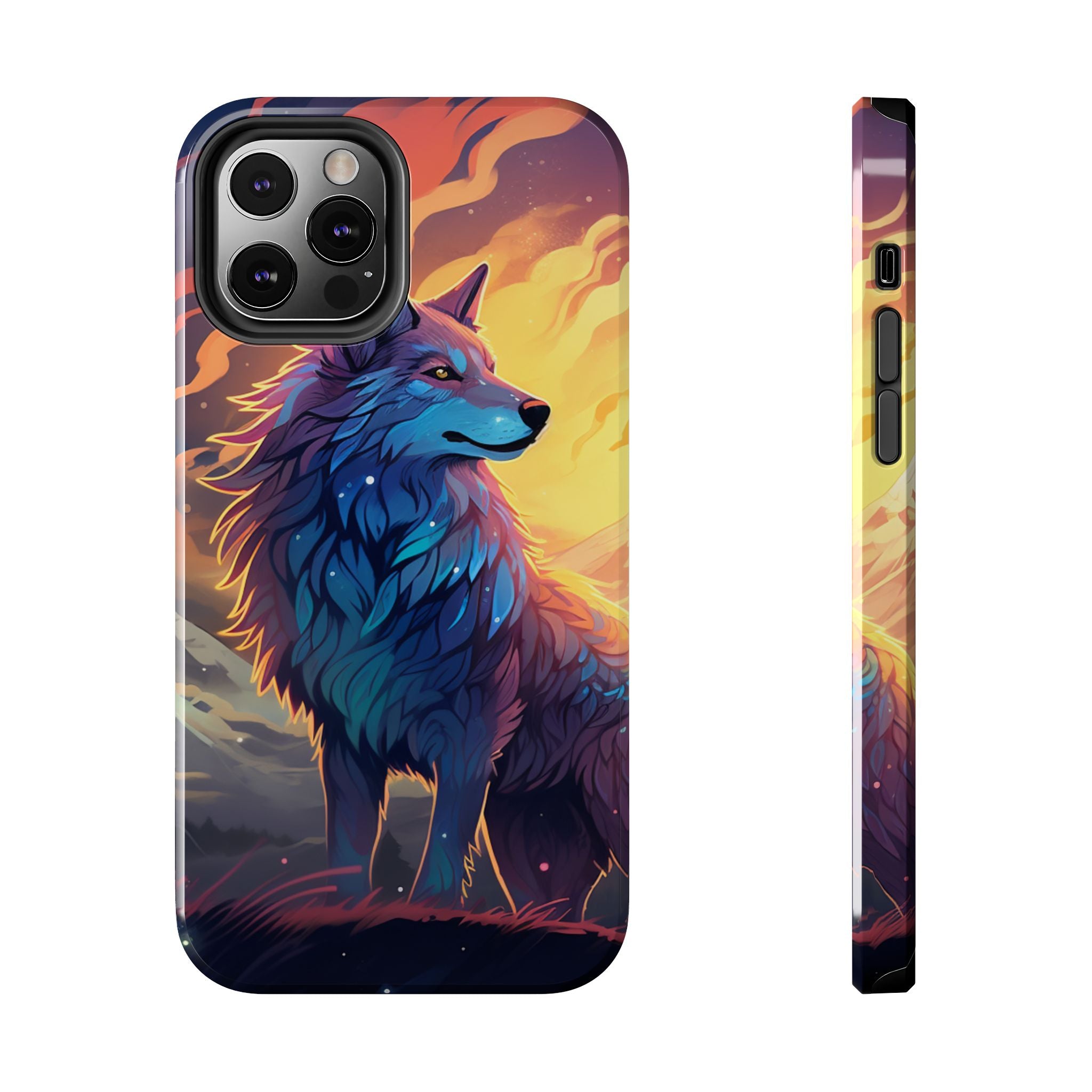 Blue Wolf Illustration Phone Case