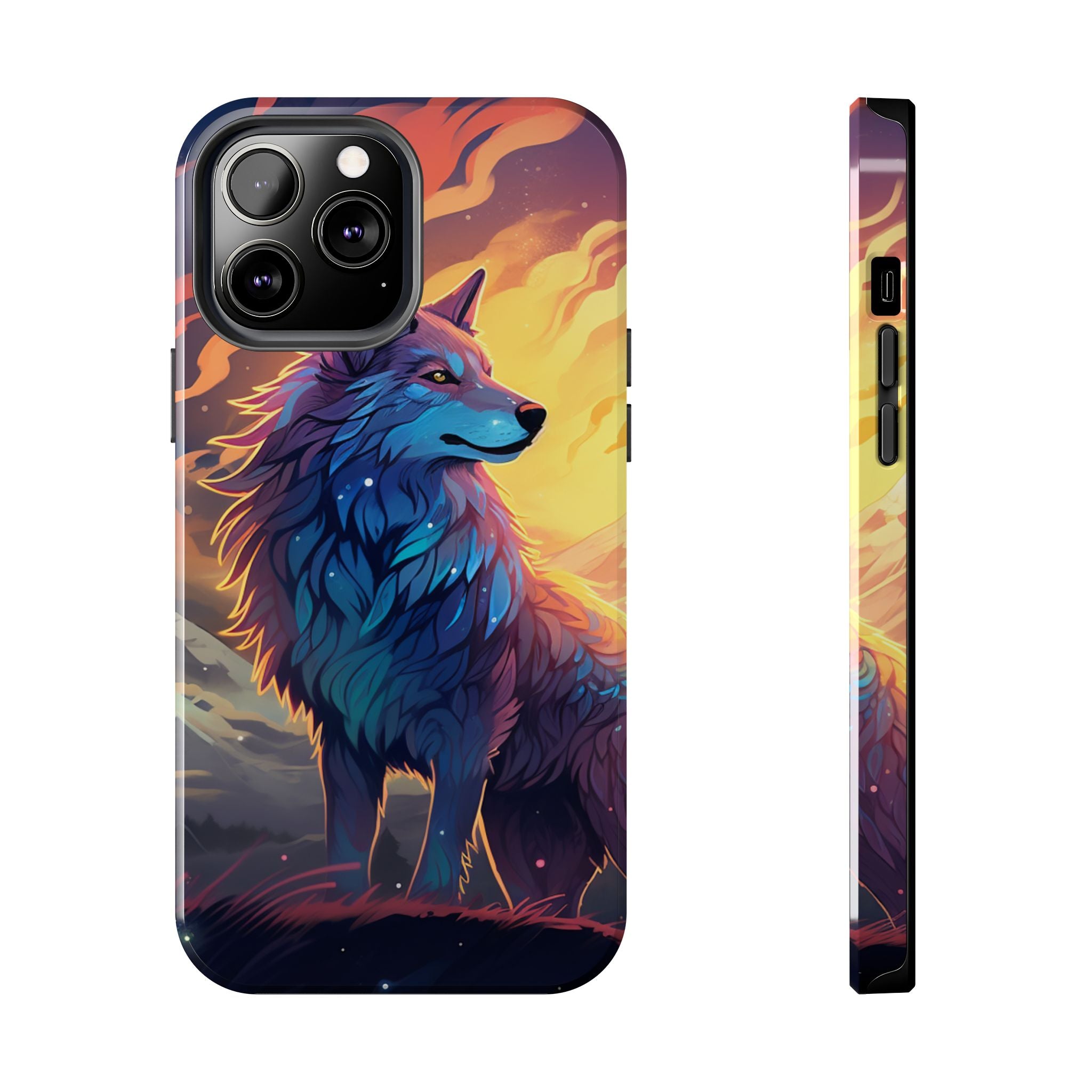 Blue Wolf Illustration Phone Case