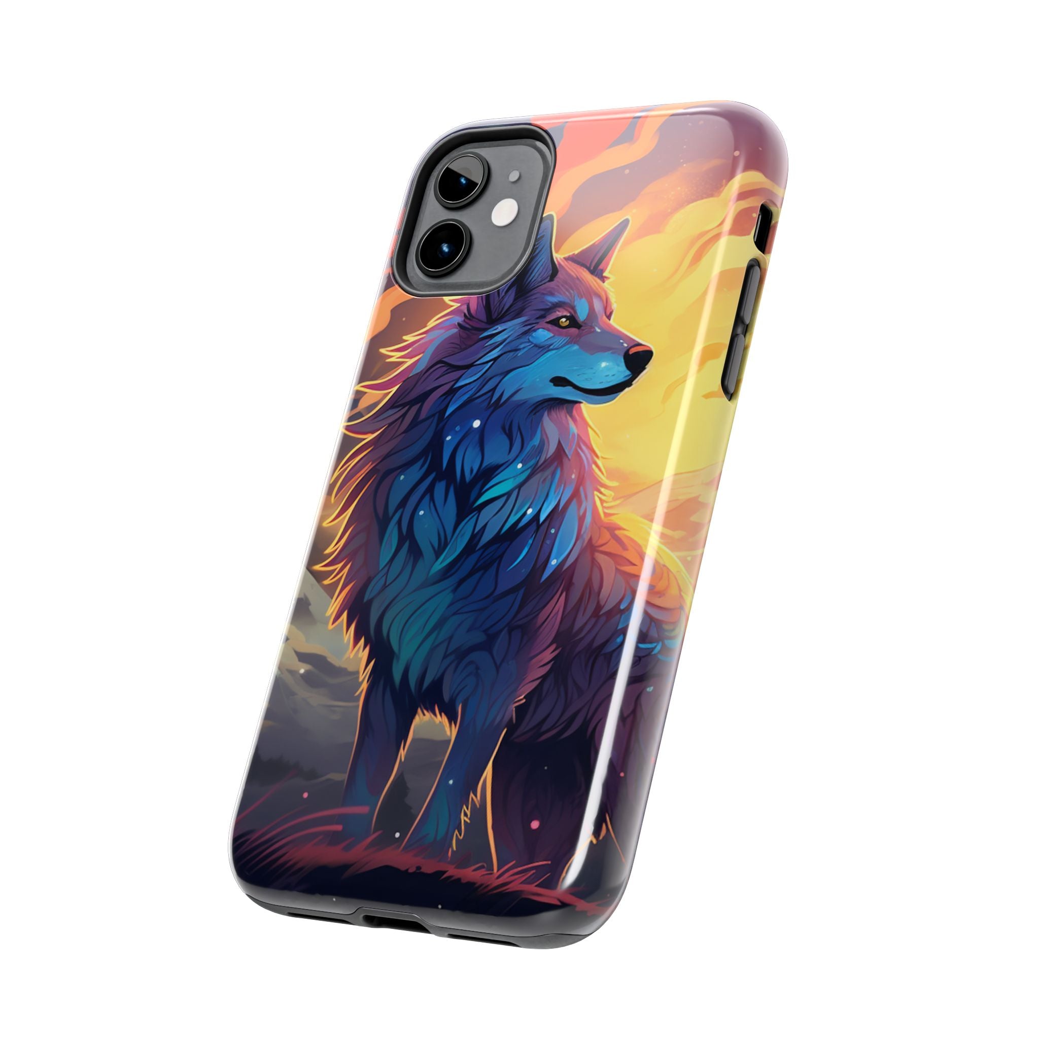 Blue Wolf Illustration Phone Case