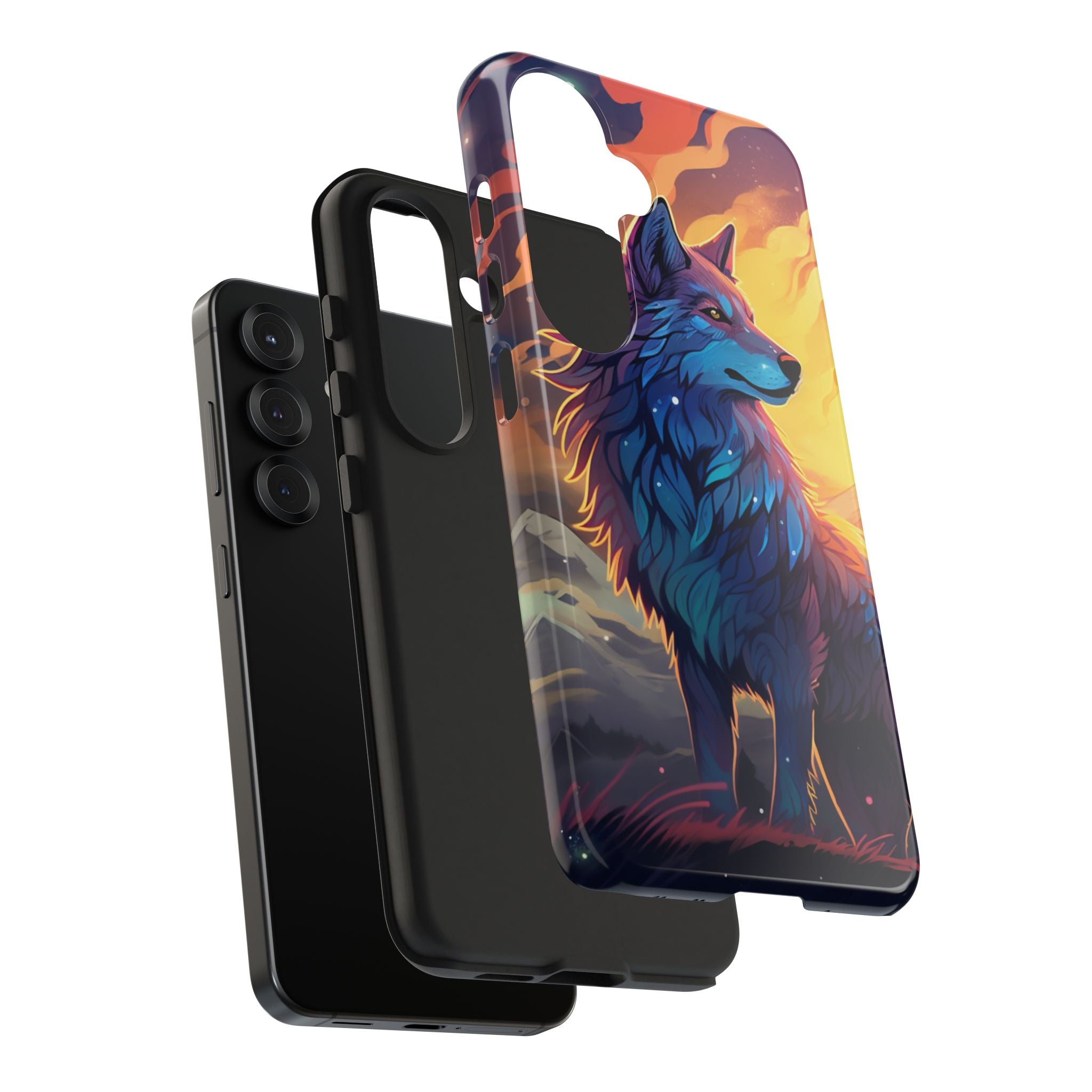 Blue Wolf Illustration Phone Case