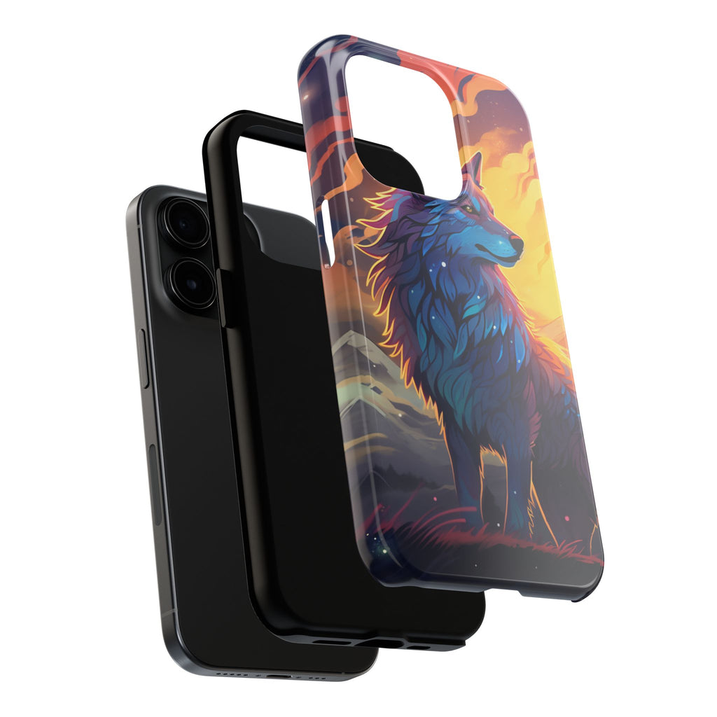 Blue Wolf Illustration Phone Case