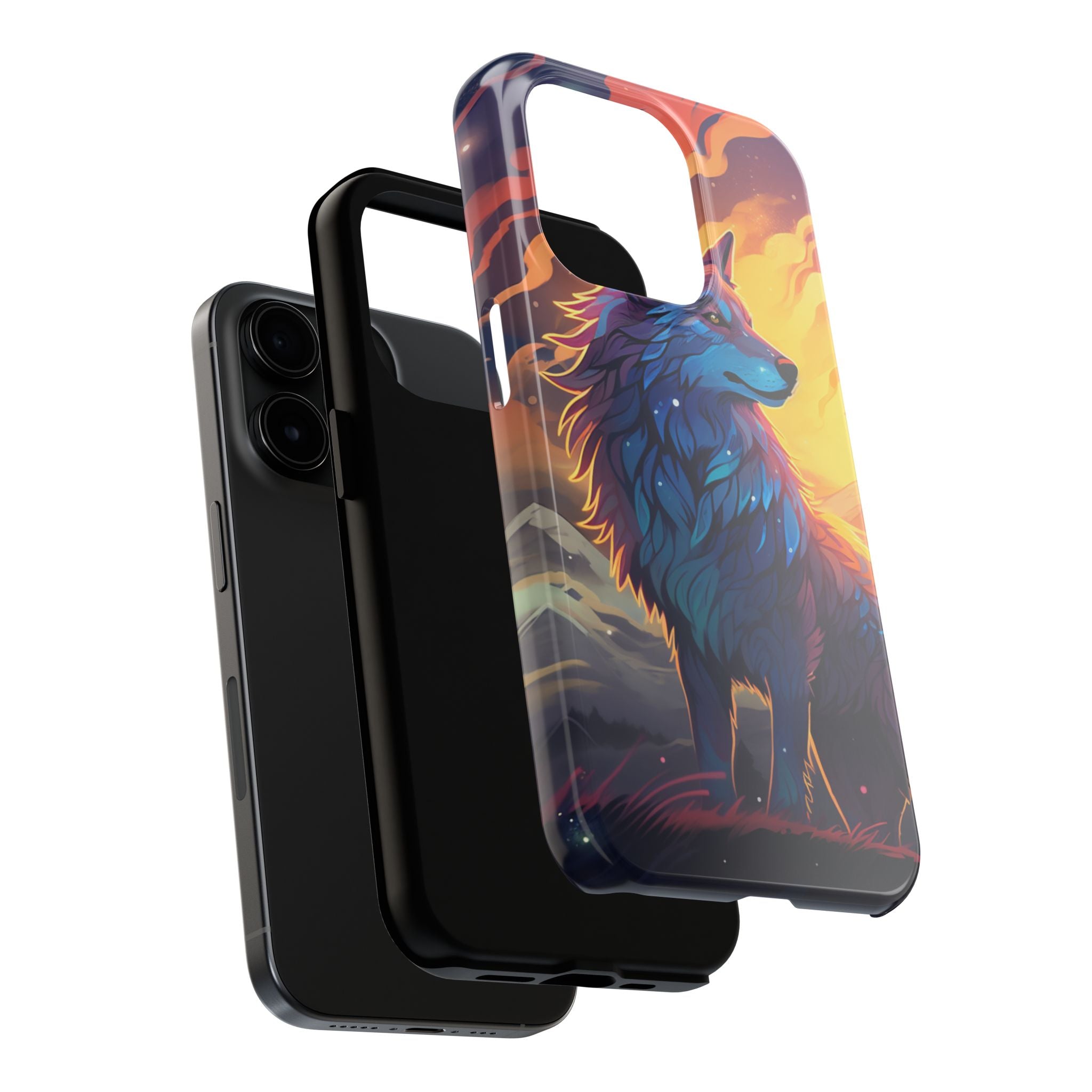 Blue Wolf Illustration Phone Case