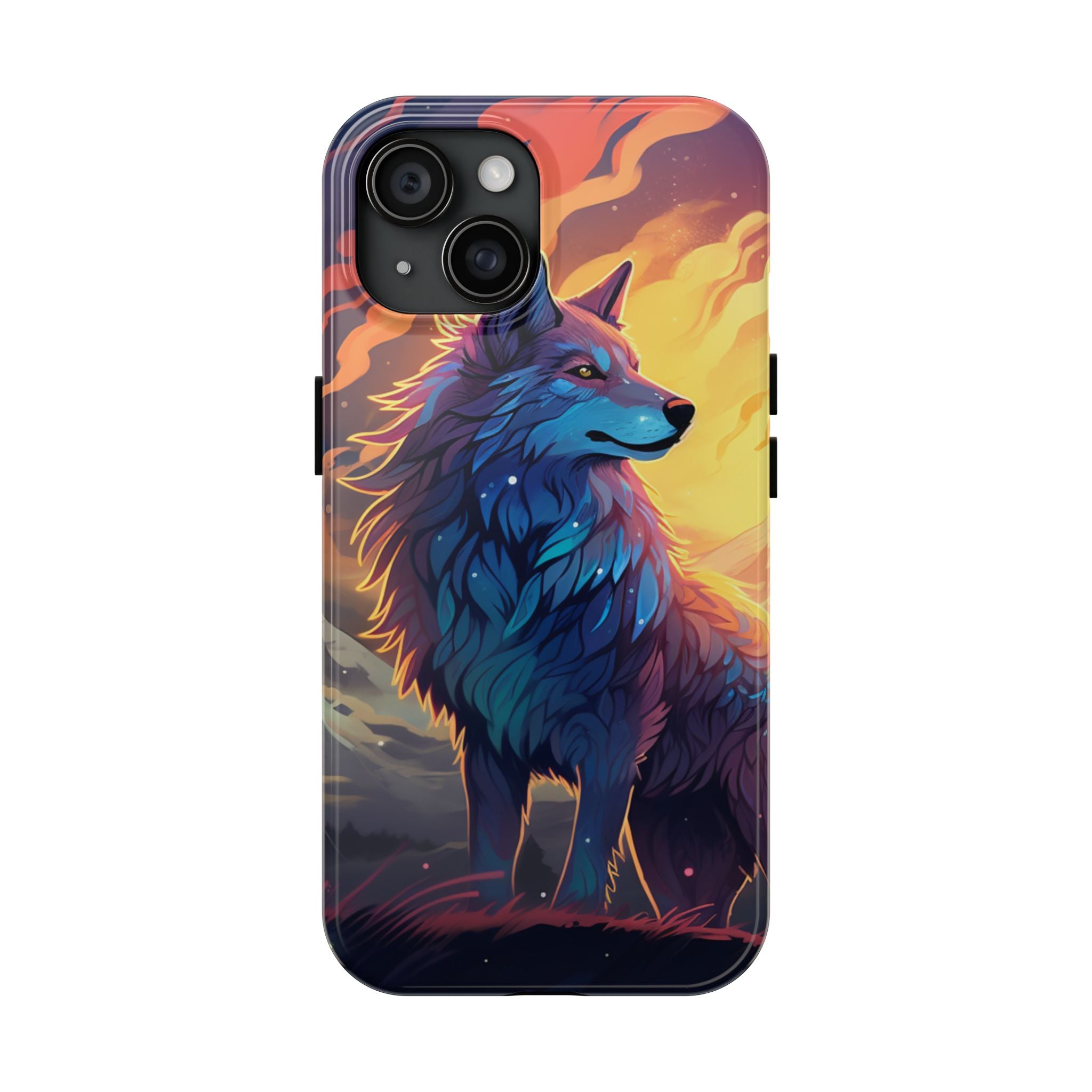 Blue Wolf Illustration Phone Case
